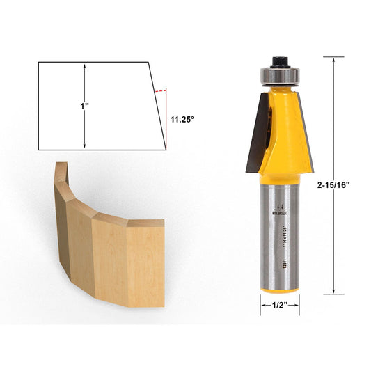 11.25° Chamfer & Bevel Edging 1/2" Shank Router Bit
