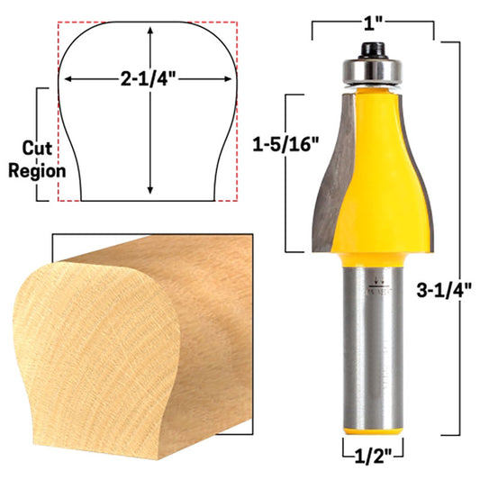 Ogee Handrail 1/2" Shank Router Bit