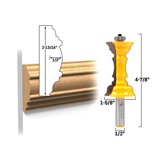 Elegant Chair Rail Molding 1/2" Shank Router Bit
