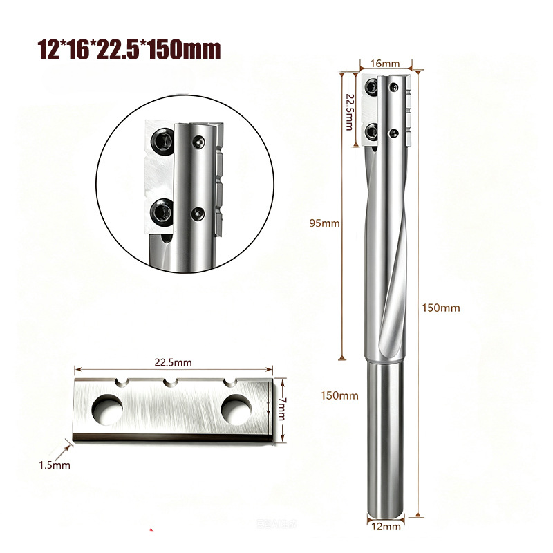12mm Shank Keyhole Router Bit, Replaceable Carbide Inserts for Door Lock Slotting
