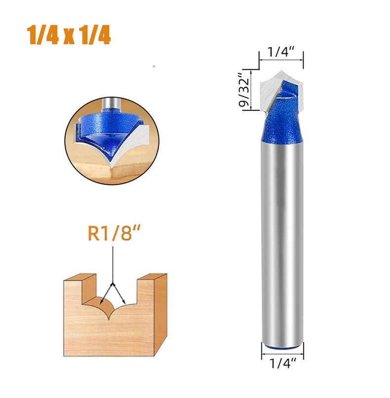 4Pcs 1/4" Shank Carbide Roundover Router Bit for Wood Engraving and Groove Cutting