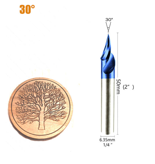 4PCS V Groove Router Bit Set 30°/45°/60°/90°, 1/4" Shank O Flute Engraving Bit for Wood Carving & Chamfering