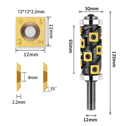 12mm Shank Heavy Duty Spiral Double Bearing Flush Trim Router Bit with TiN Carbide Inserts