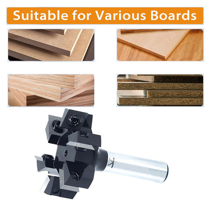 6‑Wing Slab Flattening Router Bit 1/2" Shank 2" Cutting Dia Carbide Insert CNC Spoilboard Flycutter Slab Leveler Rabbeting Wood Planer Bit