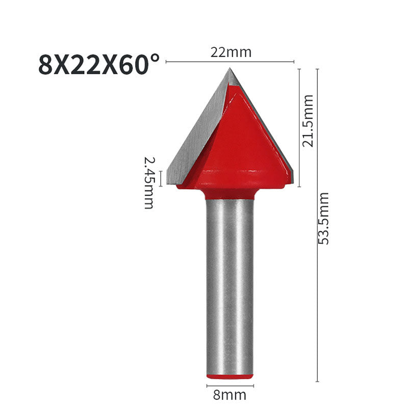 8mm Shank 22mm Blade V-Shaped Wood Router Bits, 3D CNC Engraving, Carving and Milling Cutter For woodworking