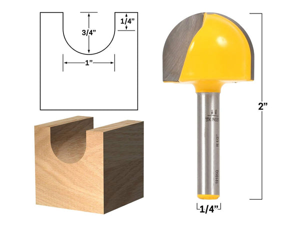 Core Box Router Bit 1-Inch Diameter 1/4-Inch Shank – RouterBit Mall