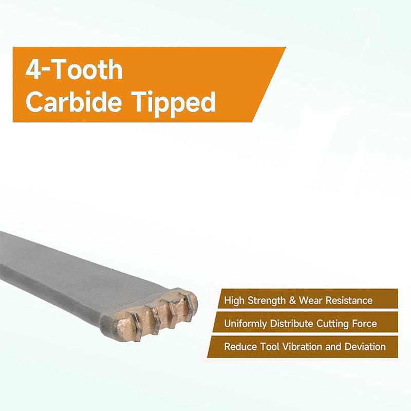 SDS Plus 4-Tooth Carbide Flat Chisel for Concrete, Tile & Brick