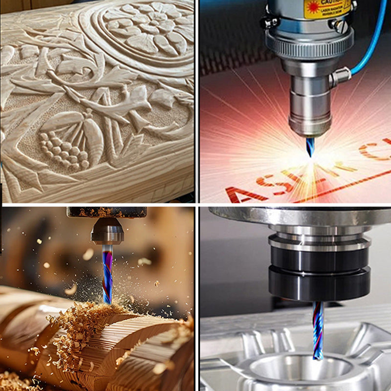 4PCS 1/4'' Shank Tungsten Carbide CNC Router Bits Set for Woodworking Carving Trimming V-Groove Engraving Sign Making Grooving Mortises