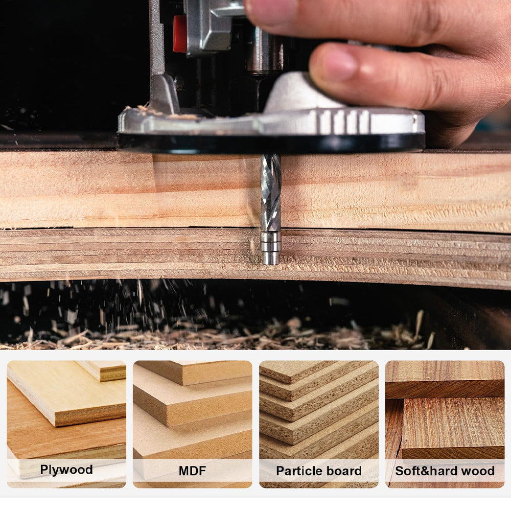 6mm Tungsten Carbide Spiral Flush Trim Router Bit with Bearing Up/Down Cut Compound End Mill Cutter for Profiling