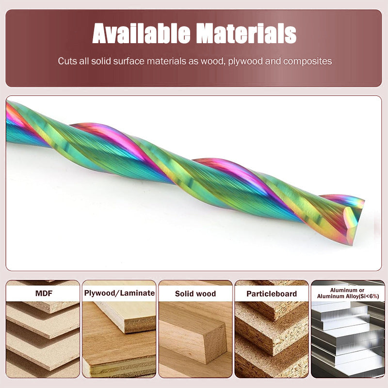 Compression Spiral Router Bit, 2" Cutting Length, 4" Overall Length, TAC Coated Carbide CNC Router Bit for Wood Carving