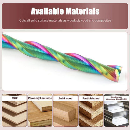 Compression Spiral Router Bit, 2" Cutting Length, 4" Overall Length, TAC Coated Carbide CNC Router Bit for Wood Carving