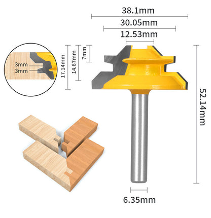 1PC or 3PCS 1/4" Shank 45° Lock Miter Router Bit Tungsten Carbide Woodworking Milling Cutter