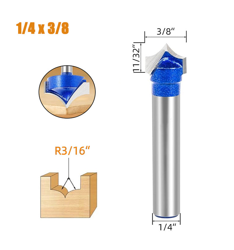 4Pcs 1/4" Shank Carbide Roundover Router Bit for Wood Engraving and Groove Cutting