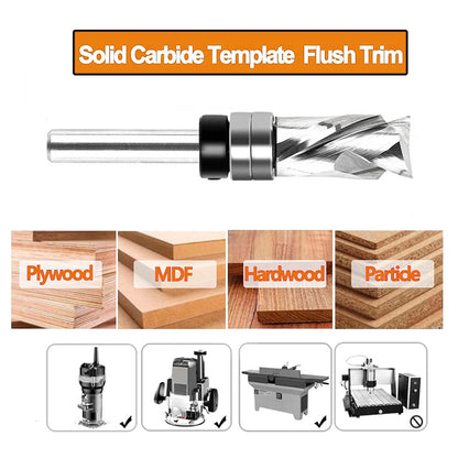 Compression Flush Trim Router Bit Top Bearing for Wood Edge Trimming Slotting Groove Routing and Bottom Cleaning