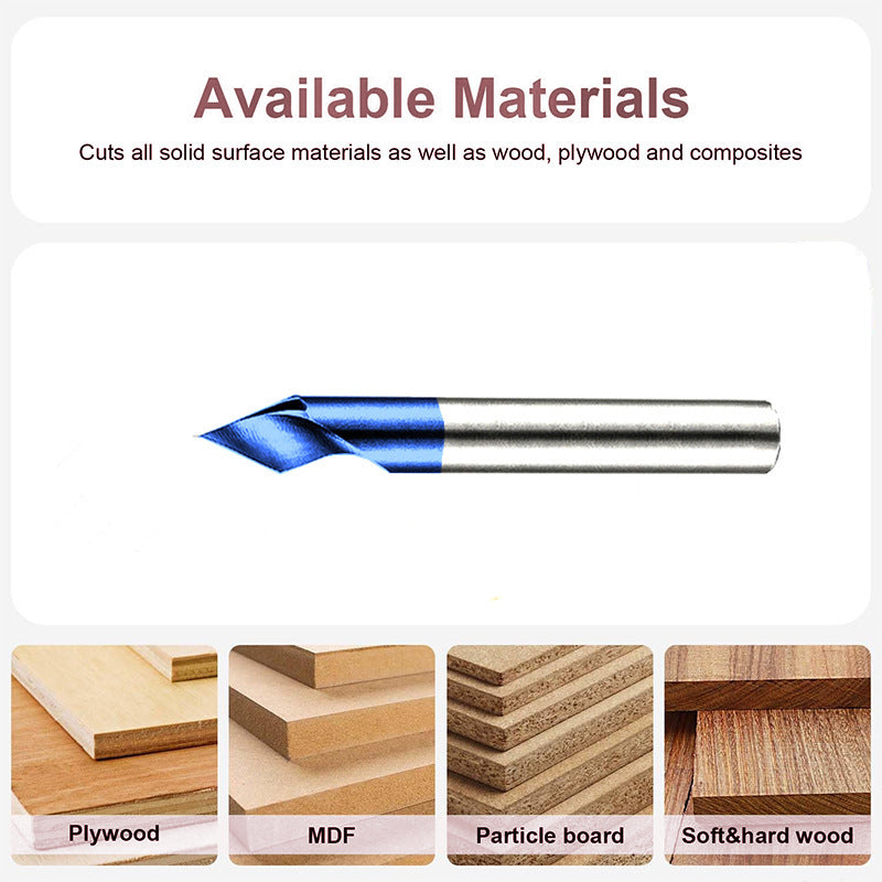 4PCS V Groove Router Bit Set 30°/45°/60°/90°, 1/4" Shank O Flute Engraving Bit for Wood Carving & Chamfering