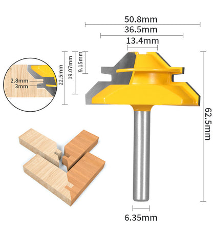 1PC or 3PCS 1/4" Shank 45° Lock Miter Router Bit Tungsten Carbide Woodworking Milling Cutter