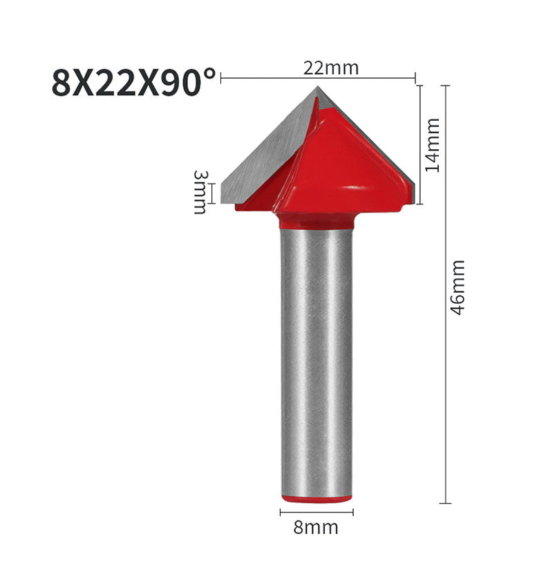 8mm Shank 22mm Blade V-Shaped Wood Router Bits, 3D CNC Engraving, Carving and Milling Cutter For woodworking
