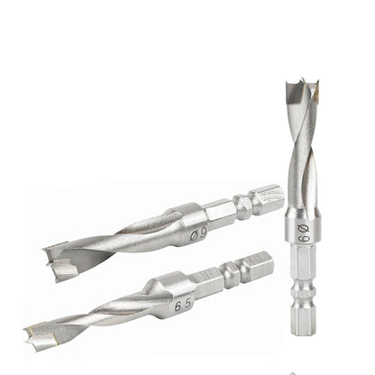 Hexagonal Handle Drill Bit 6.5/8/9/10/12mm Three-Point Carbide Blade Woodworking Drill for Wood Plastic Metal