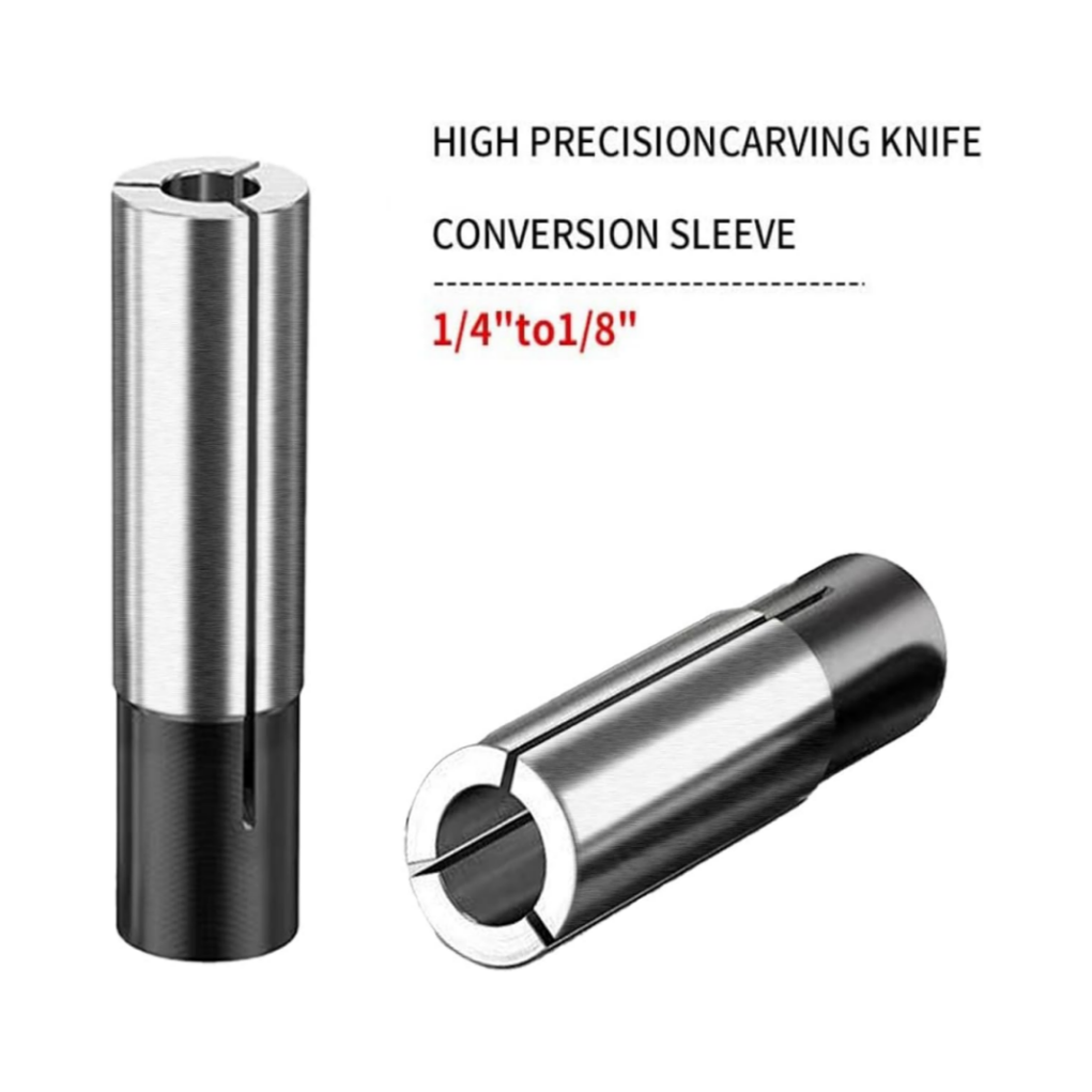 4 Pack 1/4" to 1/8" Collet Adapter for CNC Router, High Carbon Steel Reducer Sleeve for Engraving Bits, Router Bit Converter