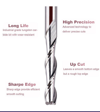 5 Pcs 1/8" Shank Two Flute Spiral Upcut CNC End Mill Flat Nose Router Bit for Wood MDF PVC Acrylic