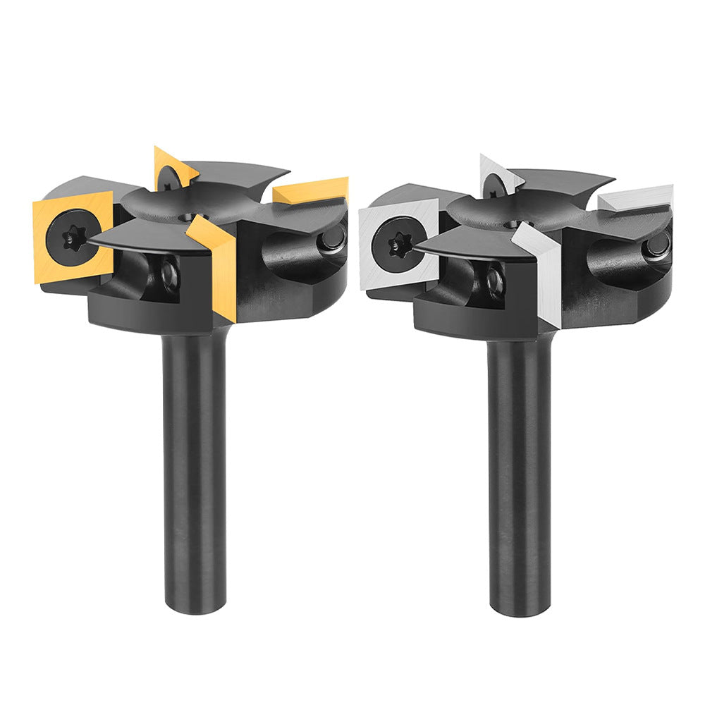 4-Wing Indexable Planer Bit with 8 Replaceable Carbide Inserts for CNC and Handheld Wood Surfacing