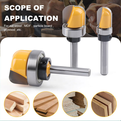 3Pcs Bowl & Tray Template Router Bit Set, 1/4″ Shank Carbide Round Nose with Bearing