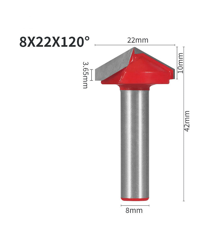 8mm Shank 22mm Blade V-Shaped Wood Router Bits, 3D CNC Engraving, Carving and Milling Cutter For woodworking