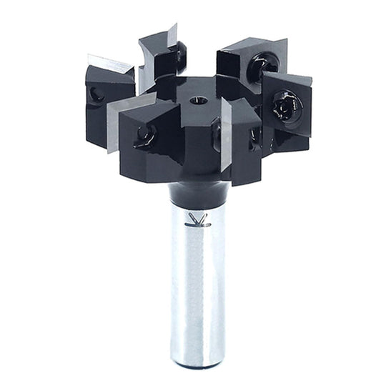 6‑Wing Slab Flattening Router Bit 1/2" Shank 2" Cutting Dia Carbide Insert CNC Spoilboard Flycutter Slab Leveler Rabbeting Wood Planer Bit
