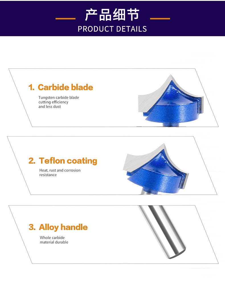 4Pcs 1/4" Shank Carbide Roundover Router Bit for Wood Engraving and Groove Cutting