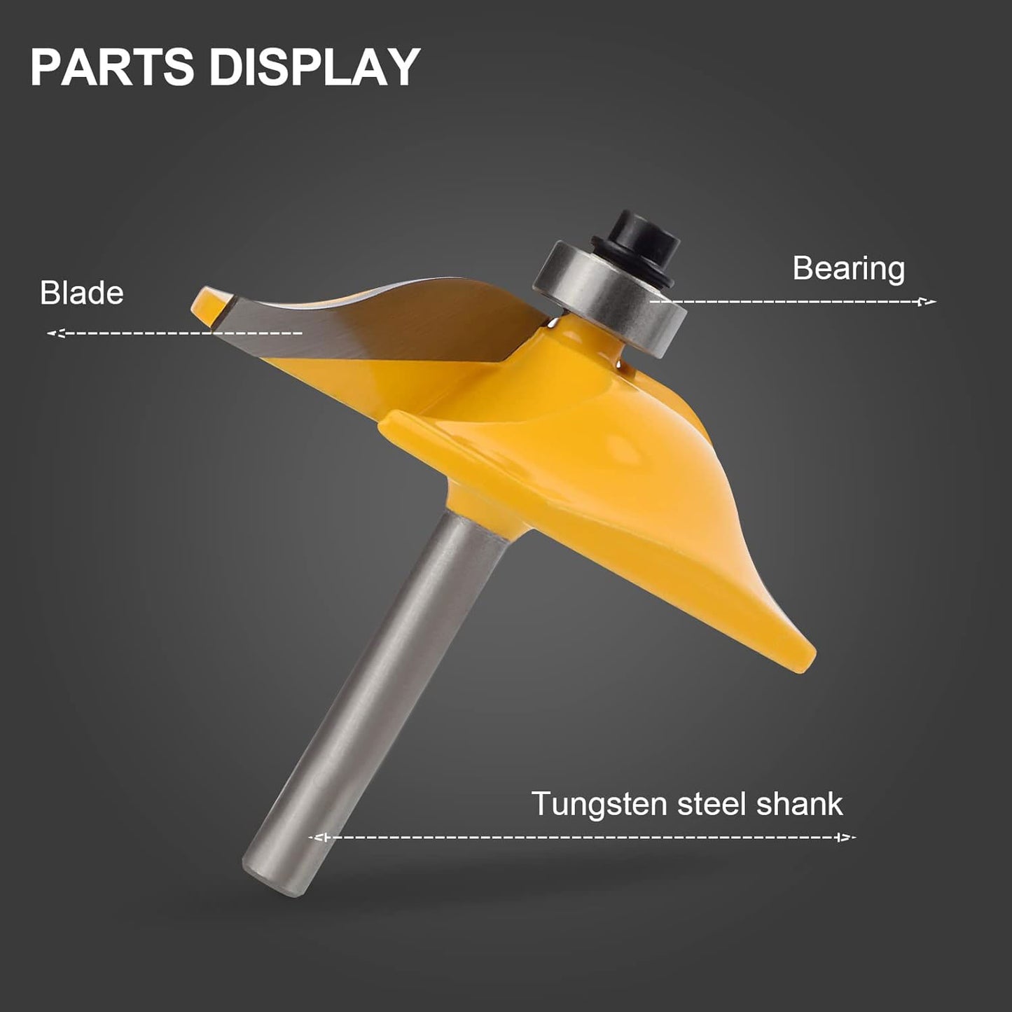 3PCS 1/4" Shank Router Bit Set, Raised Panel Cabinet Door Making, Cemented Carbide, Tenon Joint Cutter 1-5/8", Woodworking Door & Window Bits