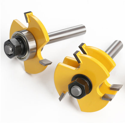 Tongue and Groove Router Bit Set – 1/4" Shank, 3/4" Stock, 1/2" Cutting Depth, 2pcs T-Shape 3-Teeth Wood Milling Cutter