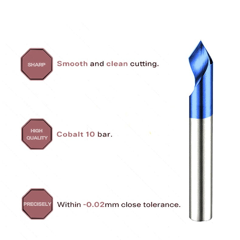 4PCS V Groove Router Bit Set 30°/45°/60°/90°, 1/4" Shank O Flute Engraving Bit for Wood Carving & Chamfering