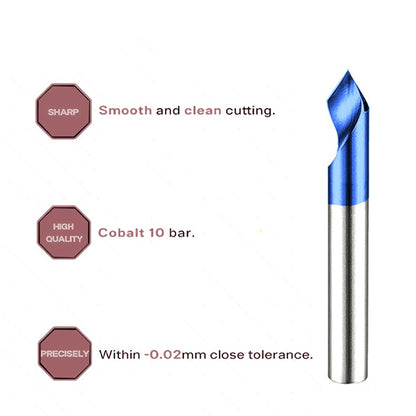 4PCS V Groove Router Bit Set 30°/45°/60°/90°, 1/4" Shank O Flute Engraving Bit for Wood Carving & Chamfering