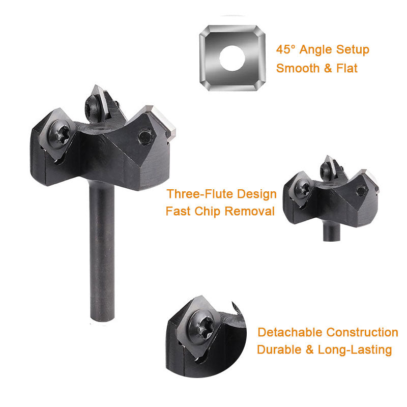 3 Wing Surface Planing Router Bit 45° Carbide Insert Slab Flattening Cutter for Woodworking