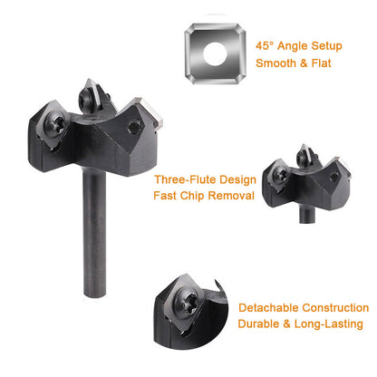 3 Wing Surface Planing Router Bit 45° Carbide Insert Slab Flattening Cutter for Woodworking