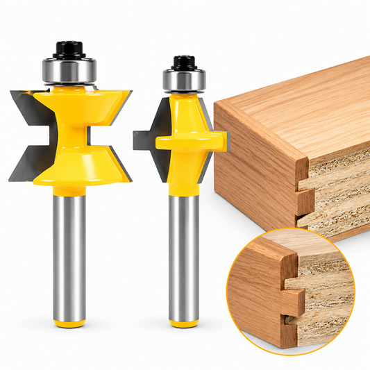 2 Piece Edge Banding Tongue and Groove Router Bit Set, 1/4" Shank for Plywood and MDF