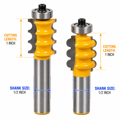 2-Piece Triple Bead & Flute Router Bit Set, 1/2-Inch Shank for Woodworking