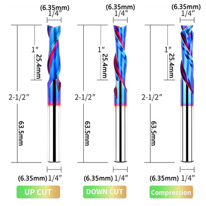 9PCS 1/4" Shank Tungsten Carbide CNC Router Bit Set – Woodworking Engraving & Trimming Tools for Grooving and Sign Making