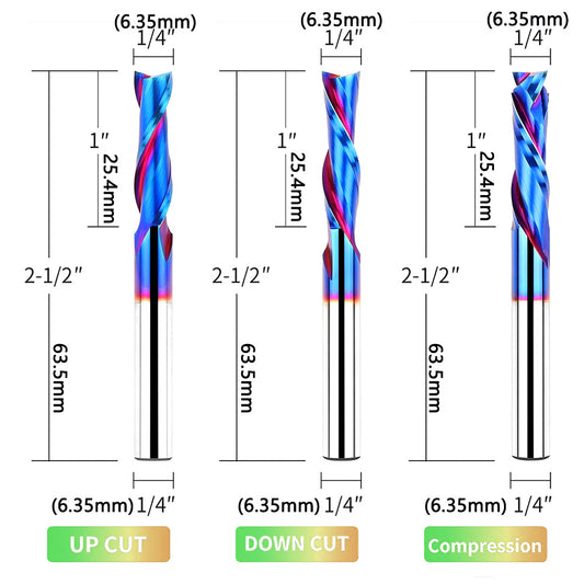 3PCS 1/4 Shank Tungsten Carbide Router Bit Set for Sign Making Letter Engraving Carving Slotting Mortises
