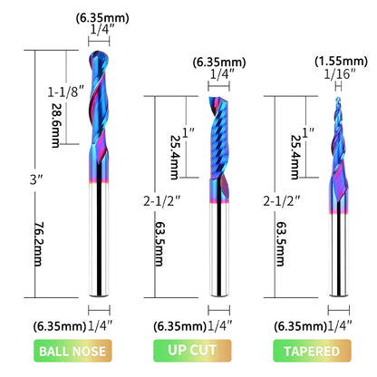 9PCS 1/4" Shank Tungsten Carbide CNC Router Bit Set – Woodworking Engraving & Trimming Tools for Grooving and Sign Making
