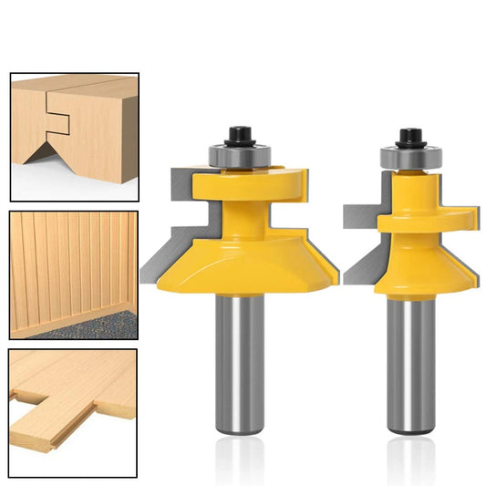 Matched Tongue and Groove Router Bit V-Notch Cutter 1/2-Inch Shank