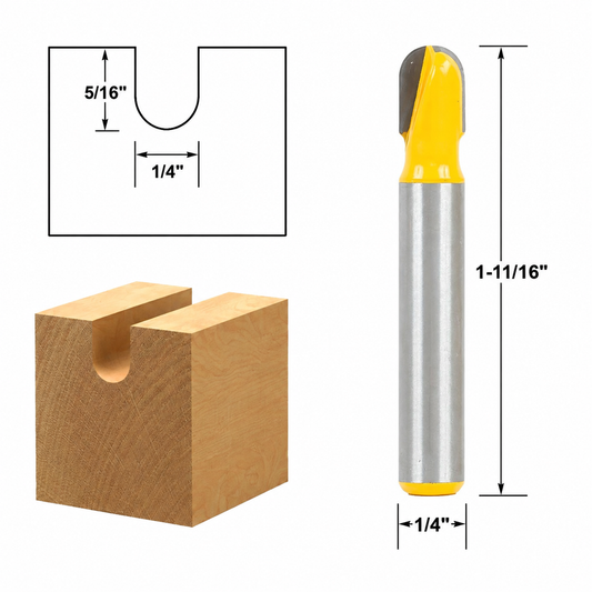 Core Box 1/4"W X 5/16"H 1/4" Shank Router Bit