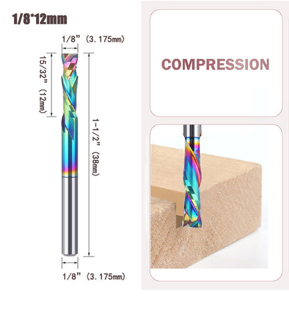 2 Flute Compression Spiral Router Bit Up & Down Cut Carbide CNC End Mill For Woodworking