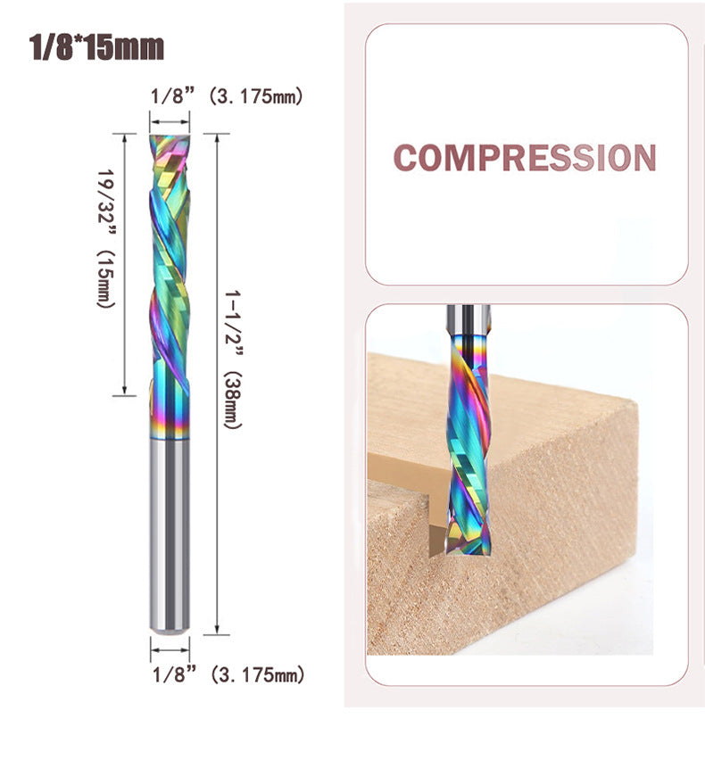 2 Flute Compression Spiral Router Bit Up & Down Cut Carbide CNC End Mill For Woodworking