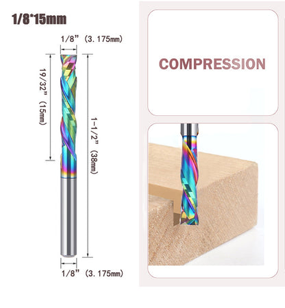 2 Flute Compression Spiral Router Bit Up & Down Cut Carbide CNC End Mill For Woodworking