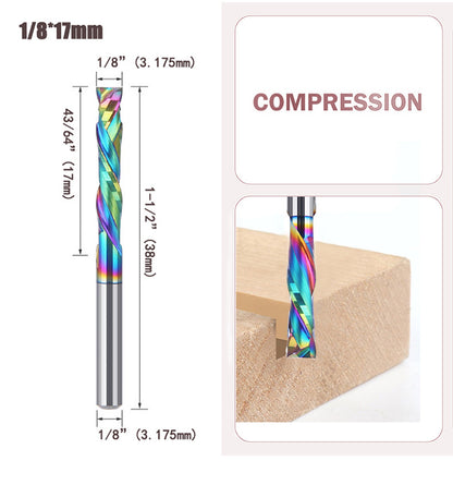 2 Flute Compression Spiral Router Bit Up & Down Cut Carbide CNC End Mill For Woodworking