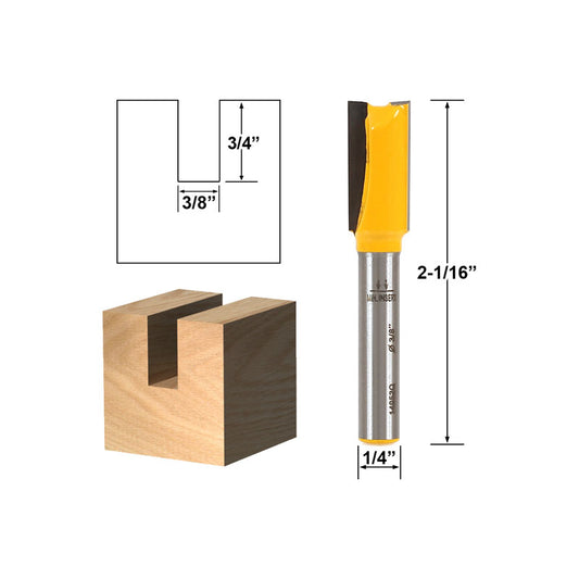 Straight/Dado 3/8"W x 3/4"H 1/4" Shank Router Bit