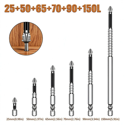 S2 Alloy Steel PH2 Anti Slip Magnetic Screwdriver Bits with 1/4" Hex Shank for Electric Drills