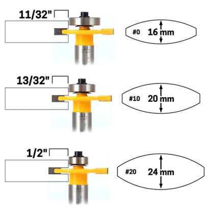 Biscuit Joint Slot 1/2" Shank Cutter Router Bit & Bearing Set