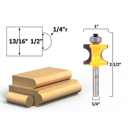 Bullnose 1/4"r 1/2" Bead 1/4" Shank Router Bit